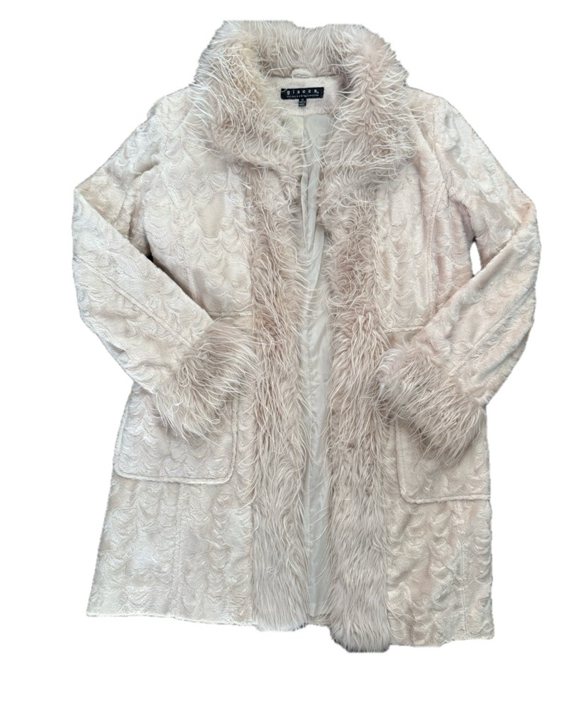 Giacca Faux Fur Trench Coat Size Medium